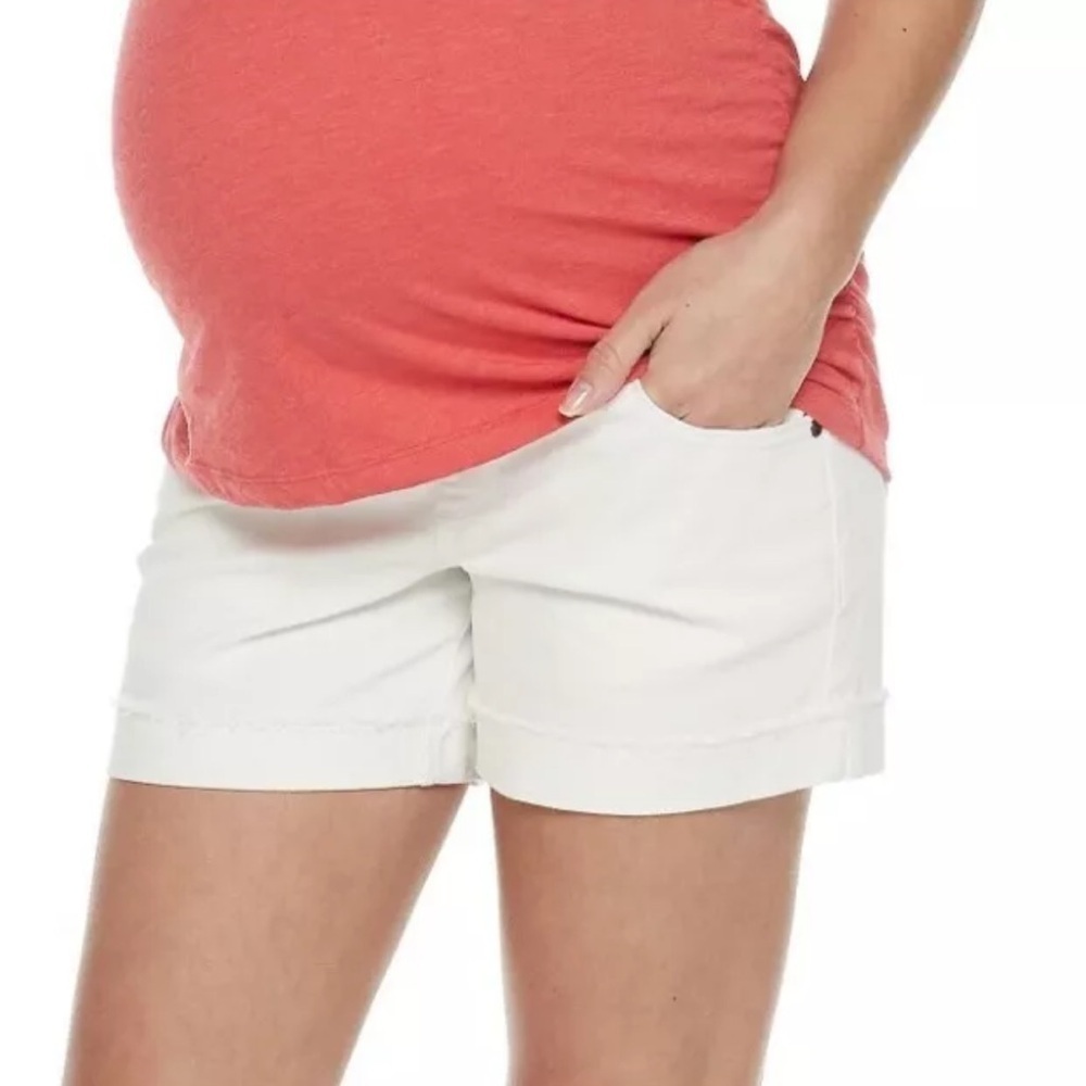 🤍 a:glow Maternity Womens White Pull On Belly Panel Shorts Size 16 🤍